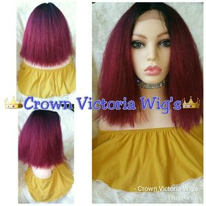 Beautiful red lace front human blend  wig